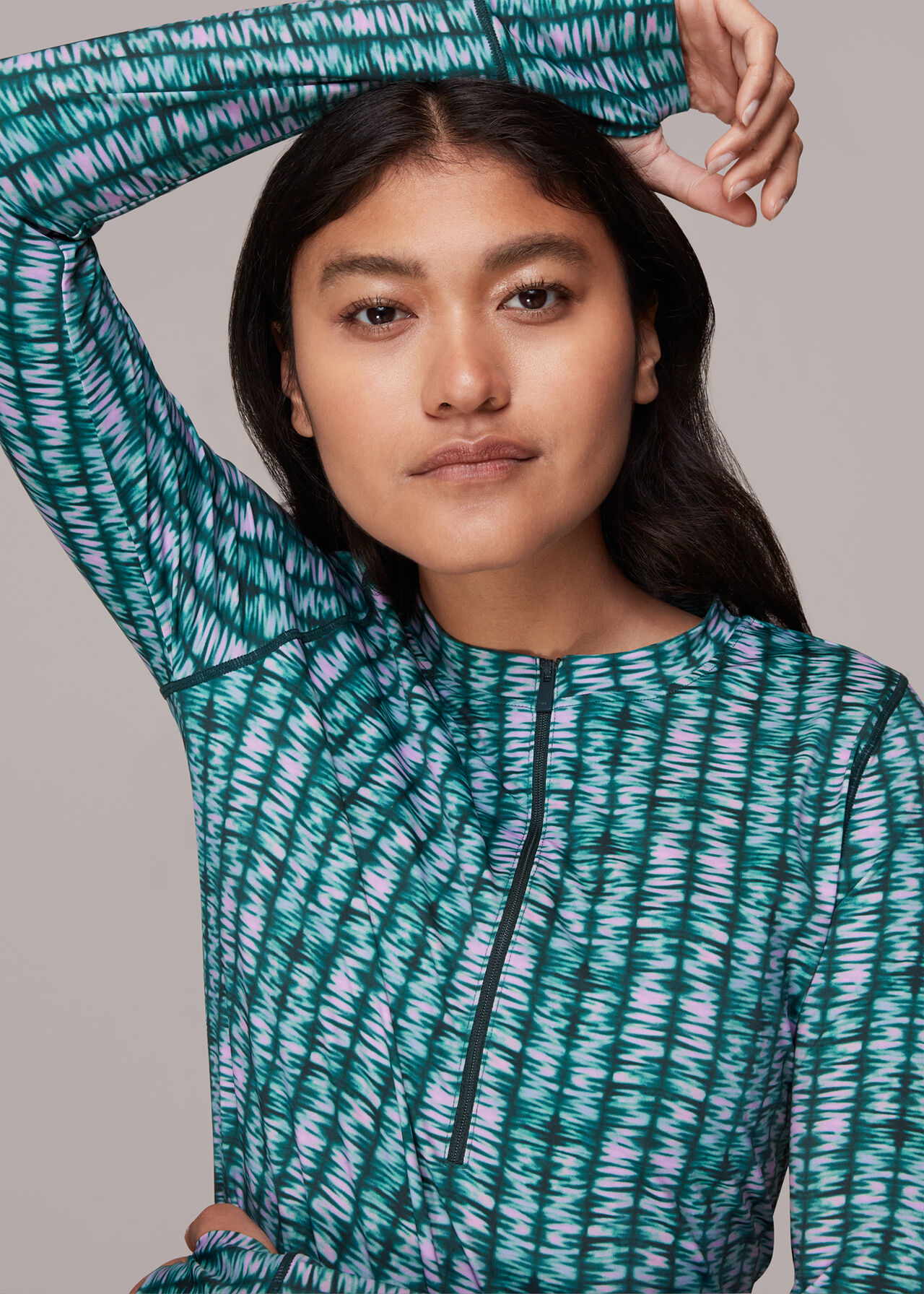 Abstract Wave Zip Sports Top